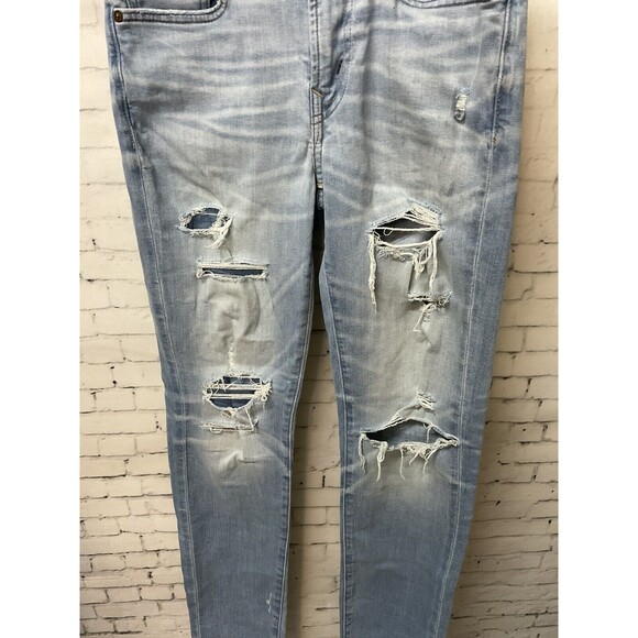 American Eagle Cozy Airflex Jeans Womens Size 28x32 Mid Rise Light Wash N1 - Picture 4 of 10